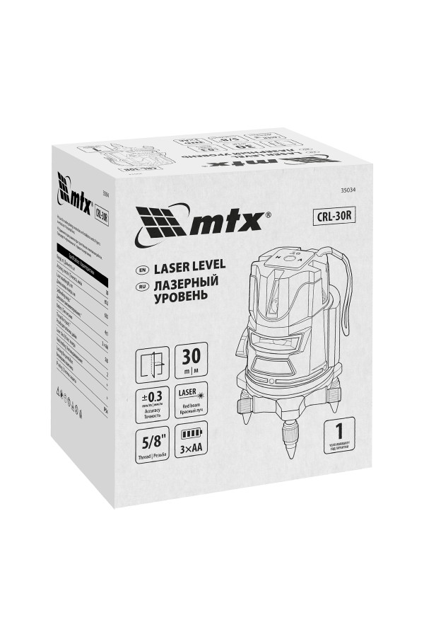 Лазерный уровень CRL-30R, 30 м, красный луч, батарейки, резьба 5/8