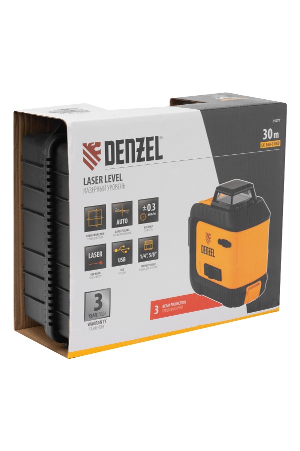 Лазерный уровень мультипризменный LX 360-3 Red, 30 м, 635 нм, аккумулятор Li 2800 мАч, резьба 5/8