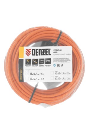 Удлинитель-шнур силовой Garden Series, б/з, ПВС, 10м, 1 розетка, 2 x 1 мм, 3 м Denzel