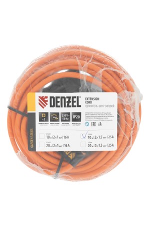 Удлинитель-шнур силовой Garden Series, б/з, ПВС, 10м, 1 розетка, 2 x 1,5 мм, 3 м Denzel