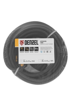 Удлинитель-шнур силовой Top Series, КГТТ, 10м, 1 розетка, 3 x 1,5 мм, 3 м Denzel