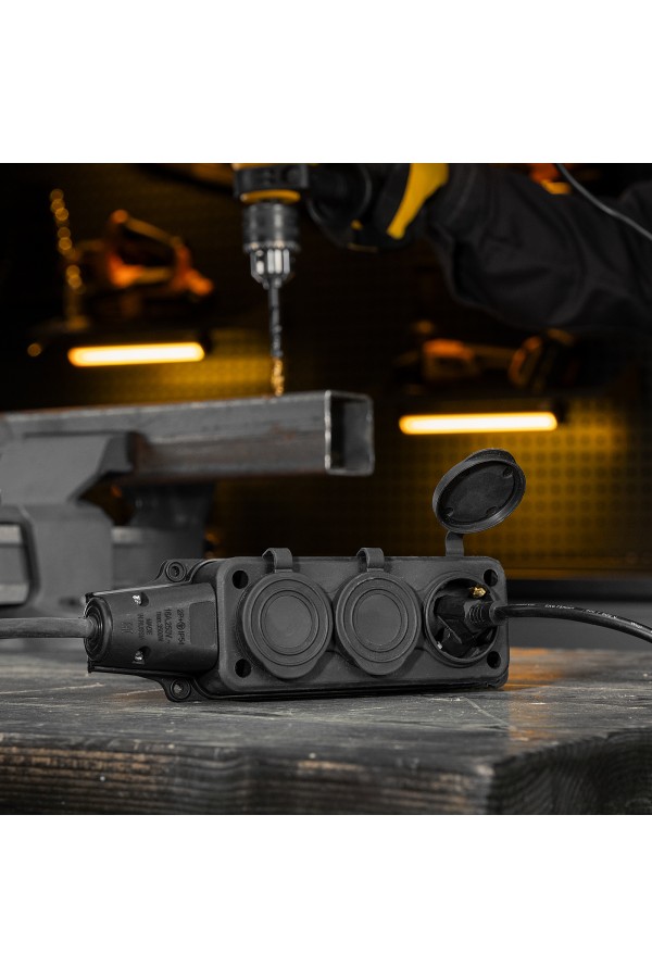 Удлинитель-шнур силовой Top Series, КГТТ, 20м, 3 розетки, 3 x 2,5 мм Denzel