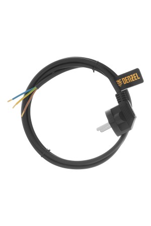 Шнур сетевой Energy Series, ПВС, 1,5 м, 3 x 1 мм, с неразборной вилкой, черный, 3 м Denzel