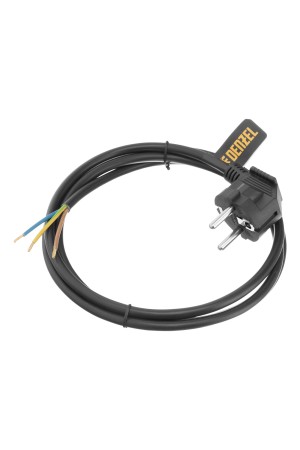 Шнур сетевой Energy Series, ПВС, 1,5 м, 3 x 1 мм, с неразборной вилкой, черный, 3 м Denzel