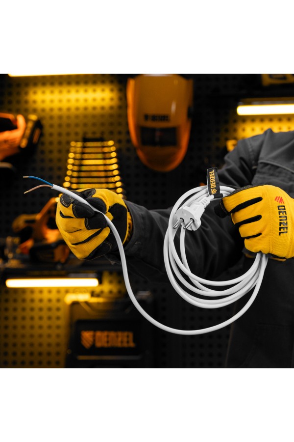Шнур сетевой Energy Series, ПВС, 3 м, 2 x 1 мм, с неразборной вилкой, белый, Denzel