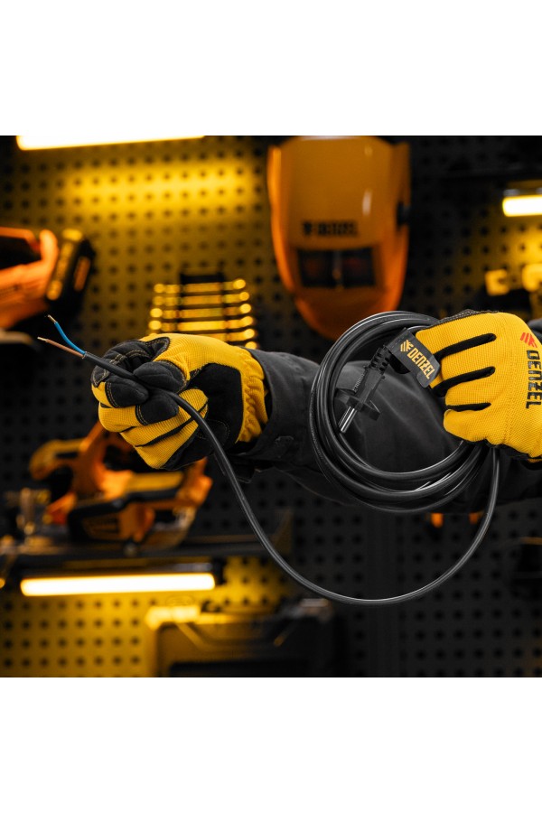 Шнур сетевой Energy Series, ПВС, 3 м, 2 x 1 мм, с неразборной вилкой, черный, Denzel