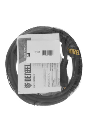 Шнур сетевой Energy Series, ПВС, 3 м, 2 x 1 мм, с неразборной вилкой, черный, 3 м Denzel