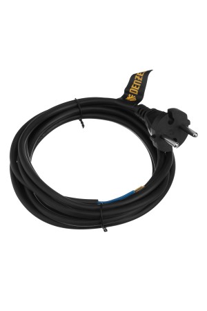 Шнур сетевой Energy Series, ПВС, 3 м, 2 x 1 мм, с неразборной вилкой, черный, 3 м Denzel
