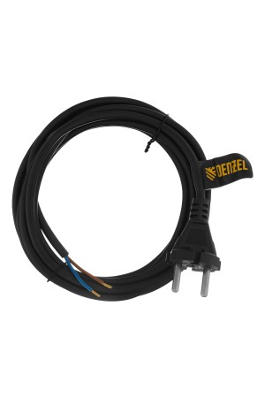 Шнур сетевой Energy Series, ПВС, 3 м, 2 x 1 мм, с неразборной вилкой, черный, 3 м Denzel