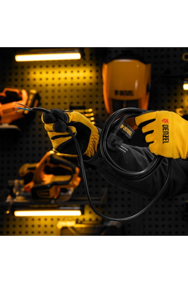 Шнур сетевой Energy Series, ПВС, 3 м, 3 x 1 мм, с неразборной вилкой, черный, Denzel