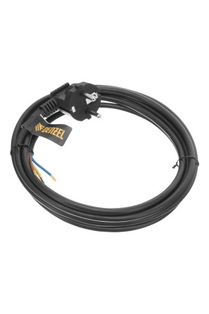 Шнур сетевой Energy Series, ПВС, 3 м, 3 x 1 мм, с неразборной вилкой, черный, 3 м Denzel