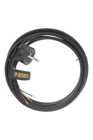 Шнур сетевой Energy Series, ПВС, 3 м, 3 x 1 мм, с неразборной вилкой, черный, 3 м Denzel