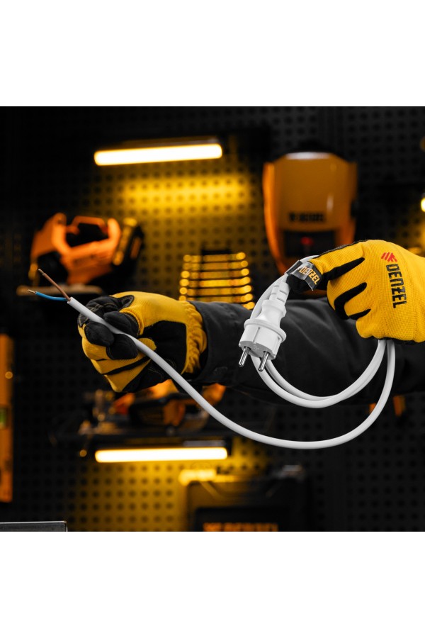 Шнур сетевой Energy Series, ПВС, 1,5 м, 2 x 1,5 мм, с неразборной вилкой, белый, Denzel