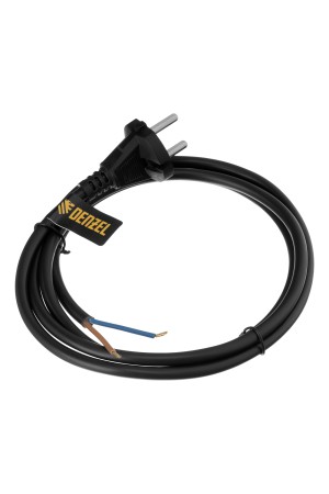 Шнур сетевой Energy Series, ПВС, 1,5 м, 2 x 1,5 мм, с неразборной вилкой, черный, 3 м Denzel