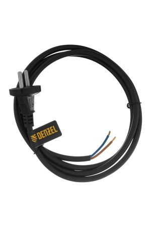 Шнур сетевой Energy Series, ПВС, 1,5 м, 2 x 1,5 мм, с неразборной вилкой, черный, 3 м Denzel