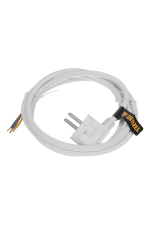 Шнур сетевой Energy Series, ПВС, 1,5 м, 3 x 1,5 мм, с неразборной вилкой, белый, 3 м Denzel