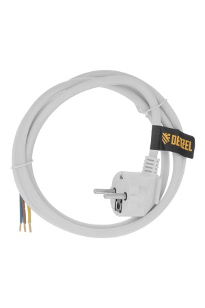 Шнур сетевой Energy Series, ПВС, 1,5 м, 3 x 1,5 мм, с неразборной вилкой, белый, 3 м Denzel