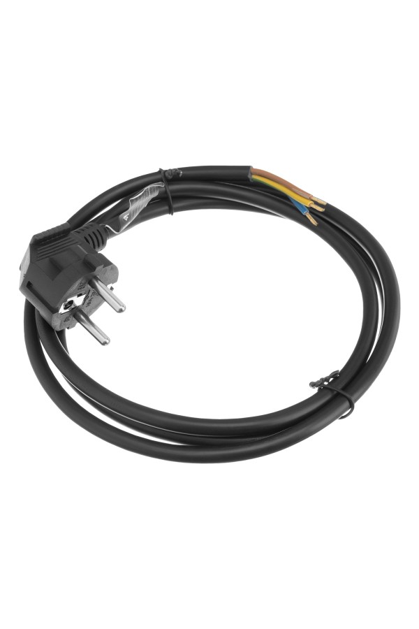 Шнур сетевой Energy Series, ПВС, 1,5 м, 3 x 1,5 мм, с неразборной вилкой, черный, Denzel