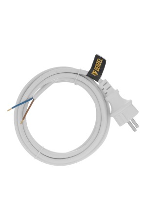 Шнур сетевой Energy Series, ПВС, 3 м, 2 x 1,5 мм, с неразборной вилкой, белый, 3 м Denzel