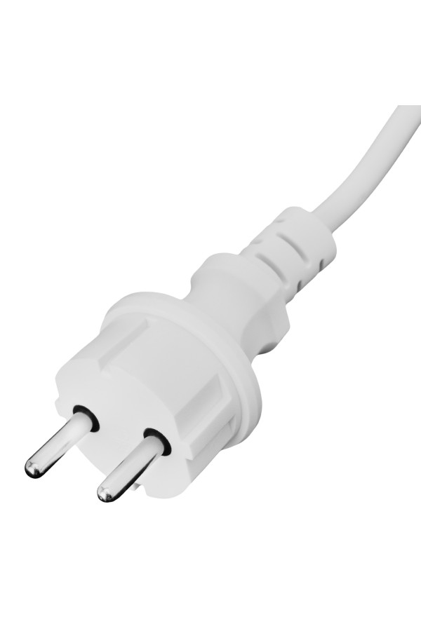 Шнур сетевой Energy Series, ПВС, 3 м, 2 x 1,5 мм, с неразборной вилкой, белый, Denzel