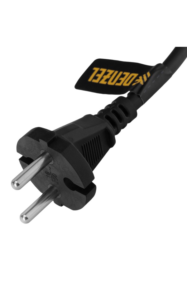 Шнур сетевой Energy Series, ПВС, 3 м, 2 x 1,5 мм, с неразборной вилкой, черный, Denzel