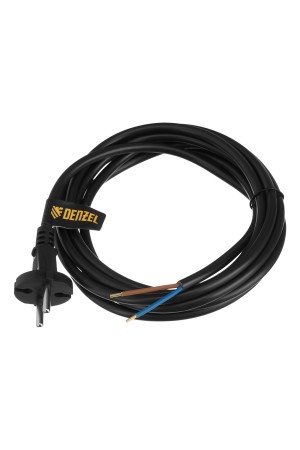 Шнур сетевой Energy Series, ПВС, 3 м, 2 x 1,5 мм, с неразборной вилкой, черный, 3 м Denzel