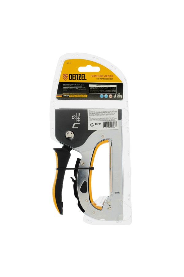 Степлер мебельный, стальной корпус, быстрая загрузка, регул. силы удара, тип 53, 4-14 мм Denzel