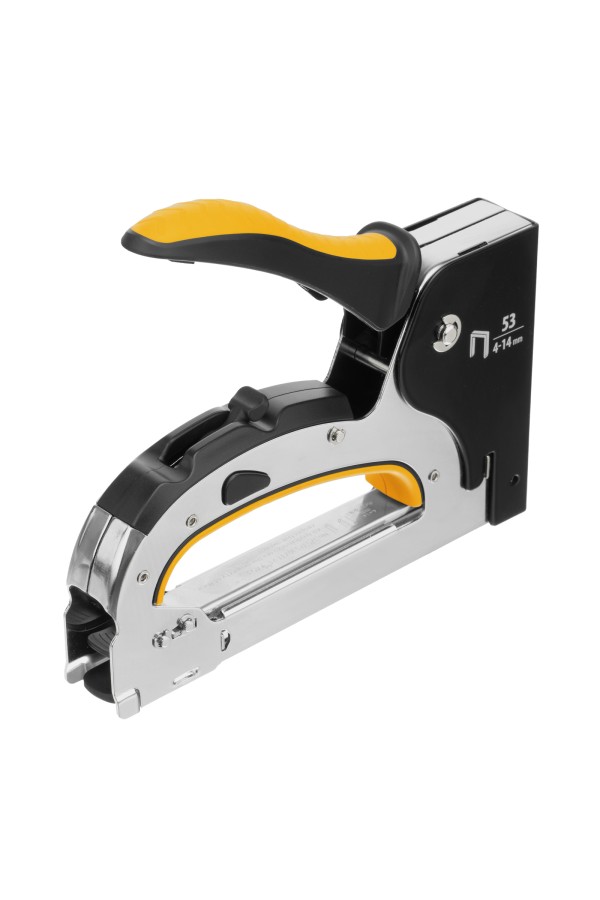 Степлер мебельный, стальной корпус, быстрая загрузка, регул. силы удара, тип 53, 4-14 мм Denzel