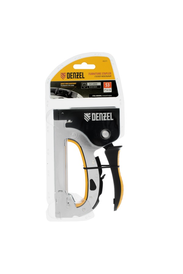 Степлер мебельный, стальной корпус, быстрая загрузка, регул. силы удара, тип 53, 4-14 мм Denzel