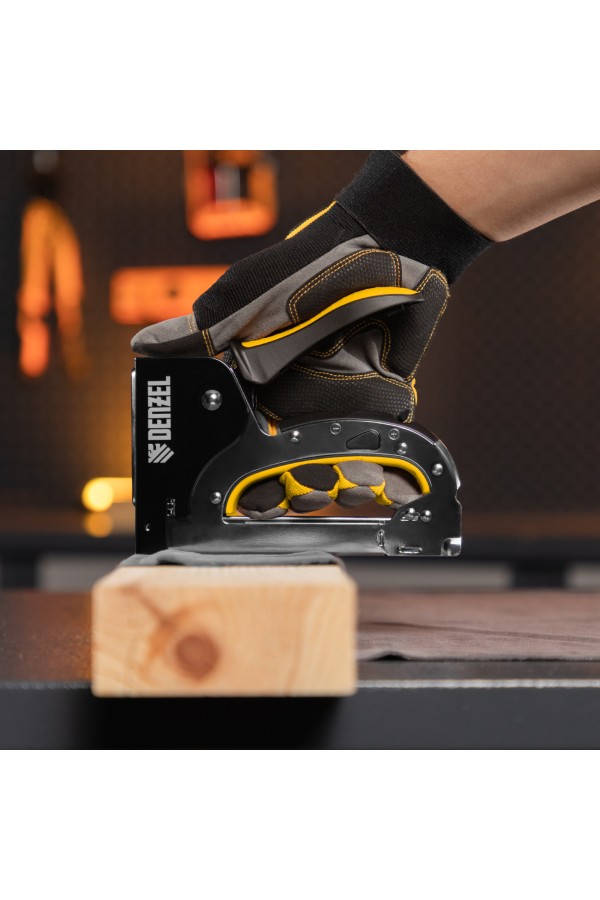 Степлер мебельный, стальной корпус, быстрая загрузка, регул. силы удара, тип 53, 4-14 мм Denzel