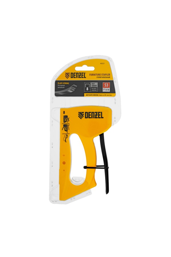 Степлер пластиковый, скобы в комплекте, тип 53, 6-10 мм Denzel
