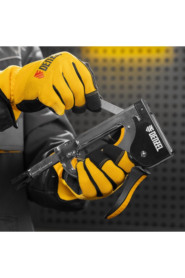 Степлер металл., скобы в комплекте, плавная регулировка удара, 2К рукоятка, тип 53, 4-14 мм Denzel