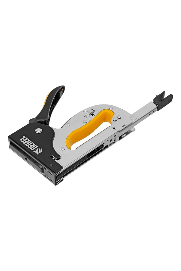 Степлер металл., скобы в комплекте, плавная регулировка удара, 2К рукоятка, тип 53, 4-14 мм Denzel