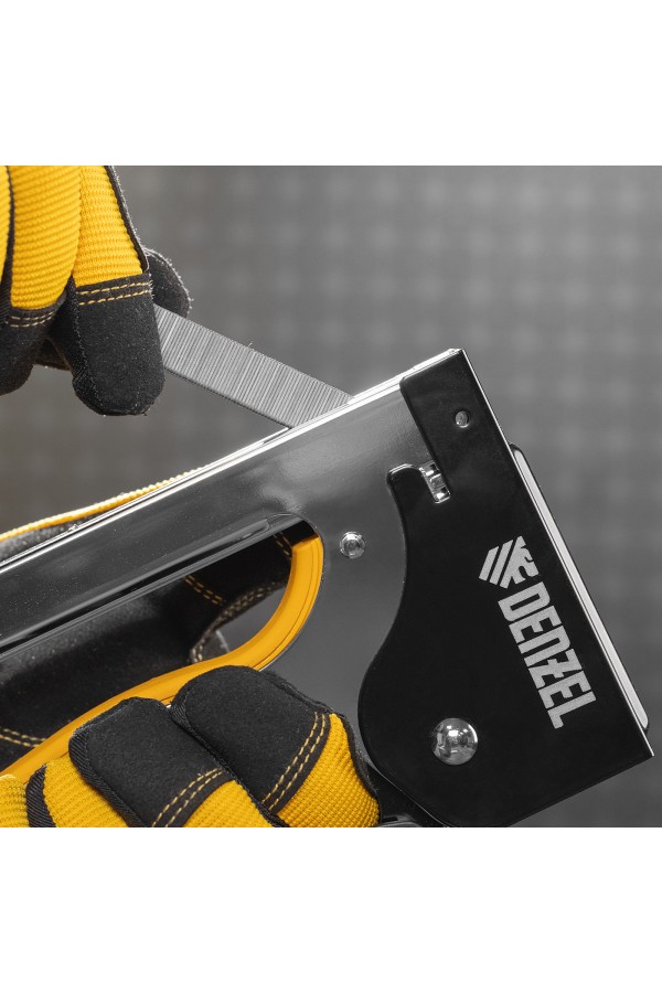 Степлер металл., скобы в комплекте, плавная регулировка удара, 2К рукоятка, тип 53, 4-14 мм Denzel