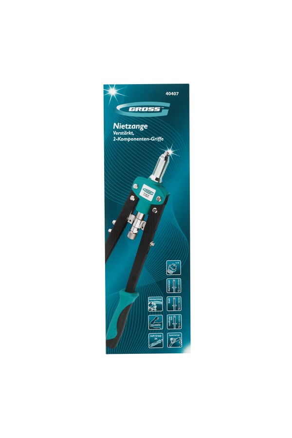 Заклепочник двуручный 420 мм, двухкомпонентные рукоятки, для заклепок 2.4-3.2-4.0-4.8 Gross