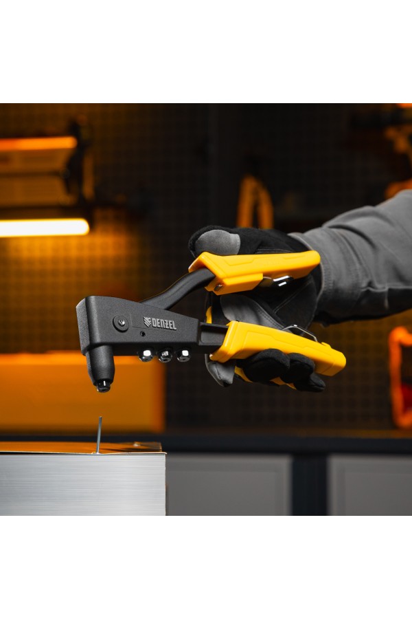 Заклепочник ручной, 255 мм, литой, усиленный, заклепки 2,4-3,2-4,0-4,8 мм Denzel