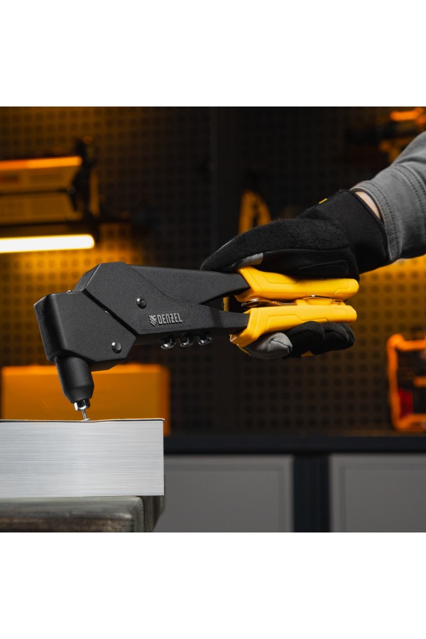 Заклепочник ручной, 285 мм, поворотный, 0-360, заклепки 2,4-3,2-4,0-4,8 мм Denzel