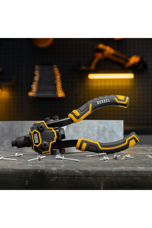 Заклепочник двуручный, заклепки 2,4-3,2-4,0-4,8-6,4 мм Denzel