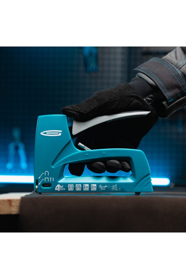 Степлер мебельный универсальные (Universell 4) пластик, 4 функции, тип скобы: 53, 36, 300, 500, 8-14мм Gross