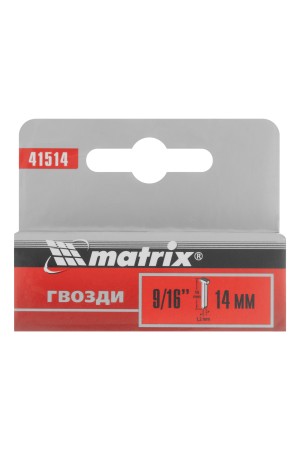 Гвозди, 14 мм, для мебельного степлера, со шляпкой, тип 300, 1000 шт Matrix