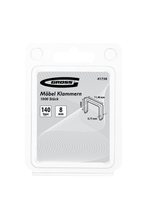 Скобы, 8 мм, для мебельного степлера, усиленные, тип 140,1250 шт Gross