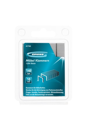 Скобы, 10 мм, для мебельного степлера, усиленные, тип 140,1250 шт Gross