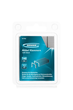 Скобы, 12 мм, для мебельного степлера, усиленные, тип 140,1250 шт Gross