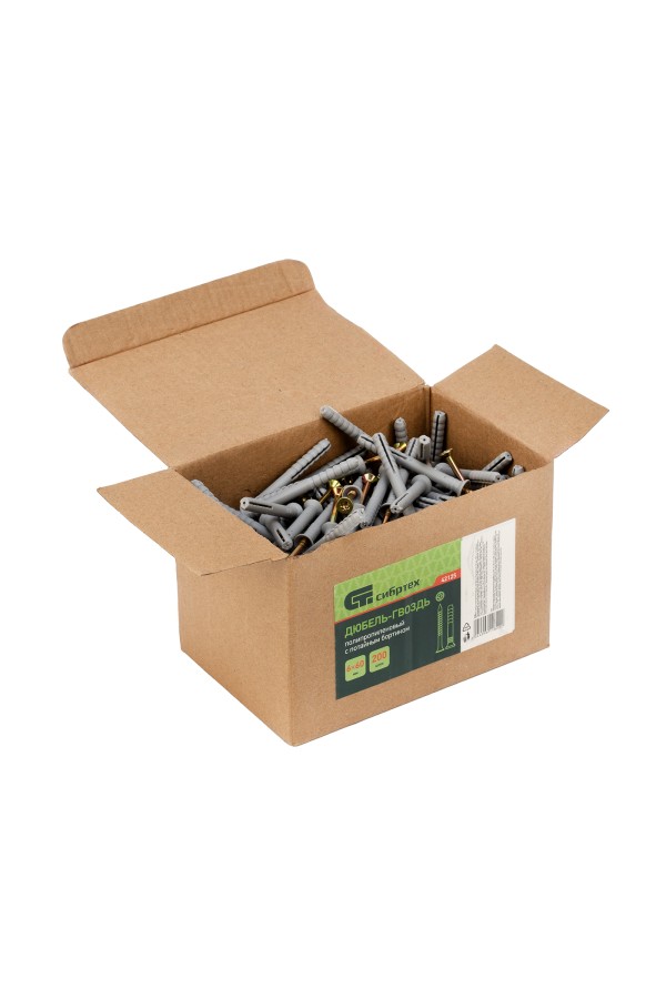 Дюбель-гвоздь полипропиленовый с потайным бортиком 6 х 60 мм, 200 шт Сибртех