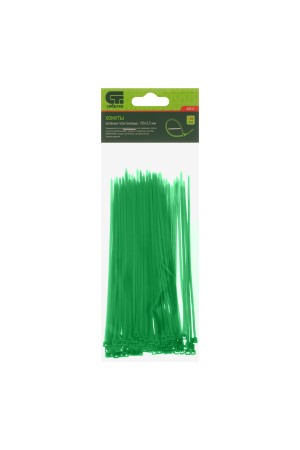 Хомуты, 150 x 2.5 мм, пластиковые, зеленые, 100 шт Сибртех