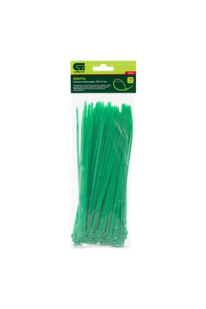 Хомуты, 200 x 3.6 мм, пластиковые, зеленые, 100 шт Сибртех