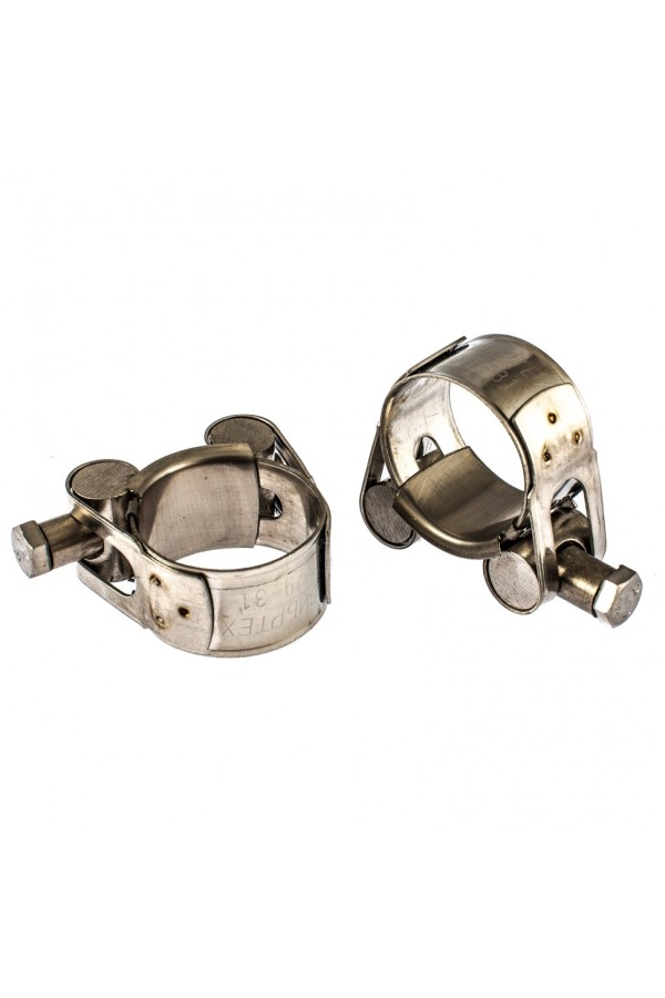 Хомуты металлические, силовые 29-31 мм, ширина 20 мм, шарнирный, W4, 2 шт Сибртех
