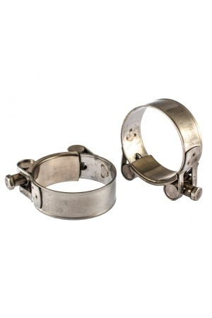 Хомуты металлические, силовые 52-55 мм, ширина 22 мм, шарнирный, W4, 2 шт Сибртех
