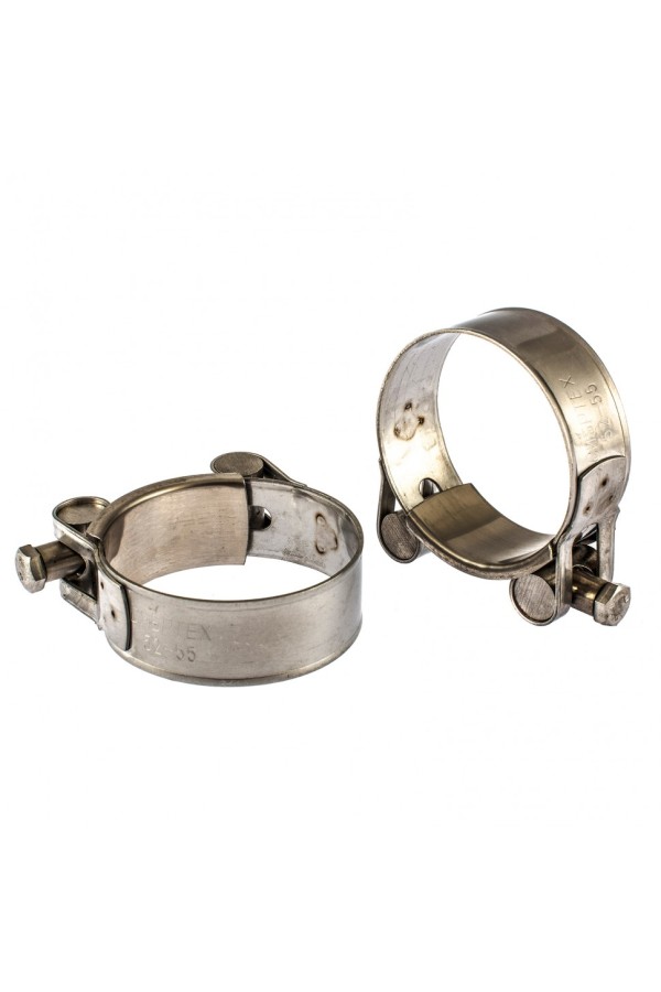 Хомуты металлические, силовые 52-55 мм, ширина 22 мм, шарнирный, W4, 2 шт Сибртех