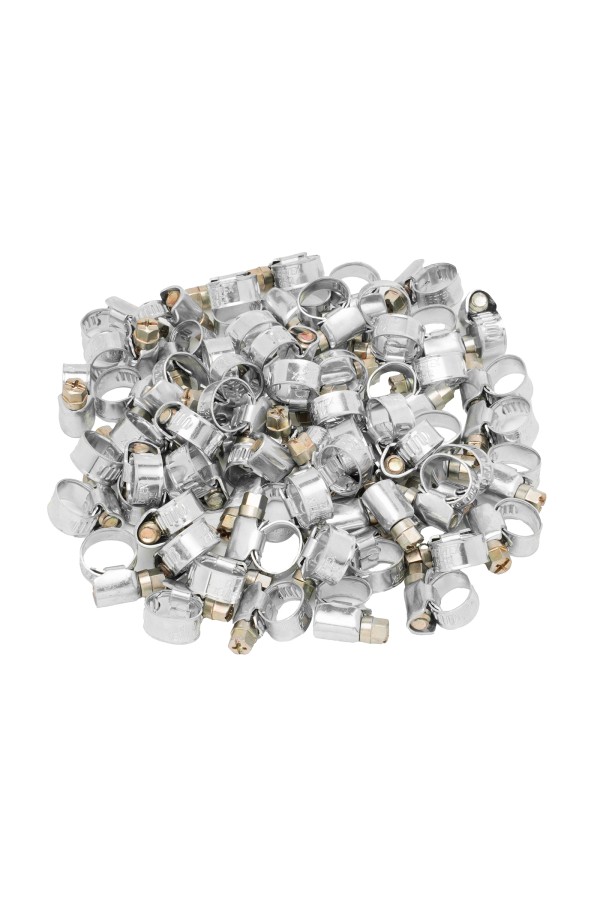 Хомуты металлические, Стандартное болтовое крепление 8-12 мм, 100 штук в упаковке, ширина 9 мм Сибртех